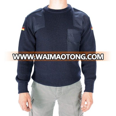 Custom Chunky Knit Jumper Army Style Guard Workwear Acrylic Commando Security uniform Mens Police military Sweater with Epaulets