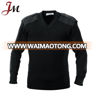 New black v-neck knitting military commando uniforms pullover security/police sweater