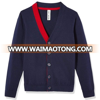 Baby Boys' knit Sweater V-Neck Long Sleeve kindergarten Cardigan 100% Cotton Casual primary school uniform designs Kid Sweater