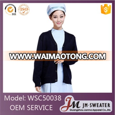 2016 Formal knitted nurse cardigan work wear black winter hospital uniform