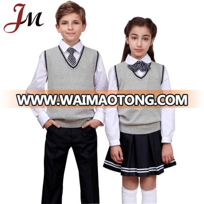 Stylish V-neck sleeveless beautiful knitted korean high school uniforms