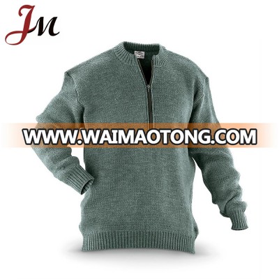 Mens top quality fleece blend pullover sweater half zipper army style custom mens army uniform